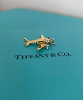 RARE Tiffany & Co. 18k Airplane Yellow Gold Pendant Charm, Diamonds
