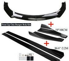 Front Rear Bumper Lip Spoiler Body Kit Splitter w/Side Skirt Extension Universal